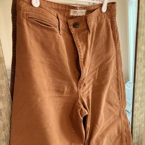 Wide leg Madewell cropped cotton canvas pants deep khaki/ tan
